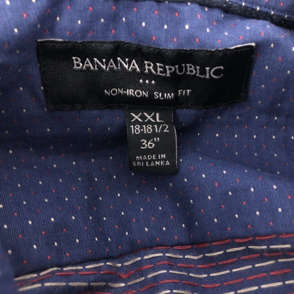 Banana Republic Men's Non Iron Slim Fit Button Up Shirt XXL Textured Dot Pattern - Picture 8 of 8